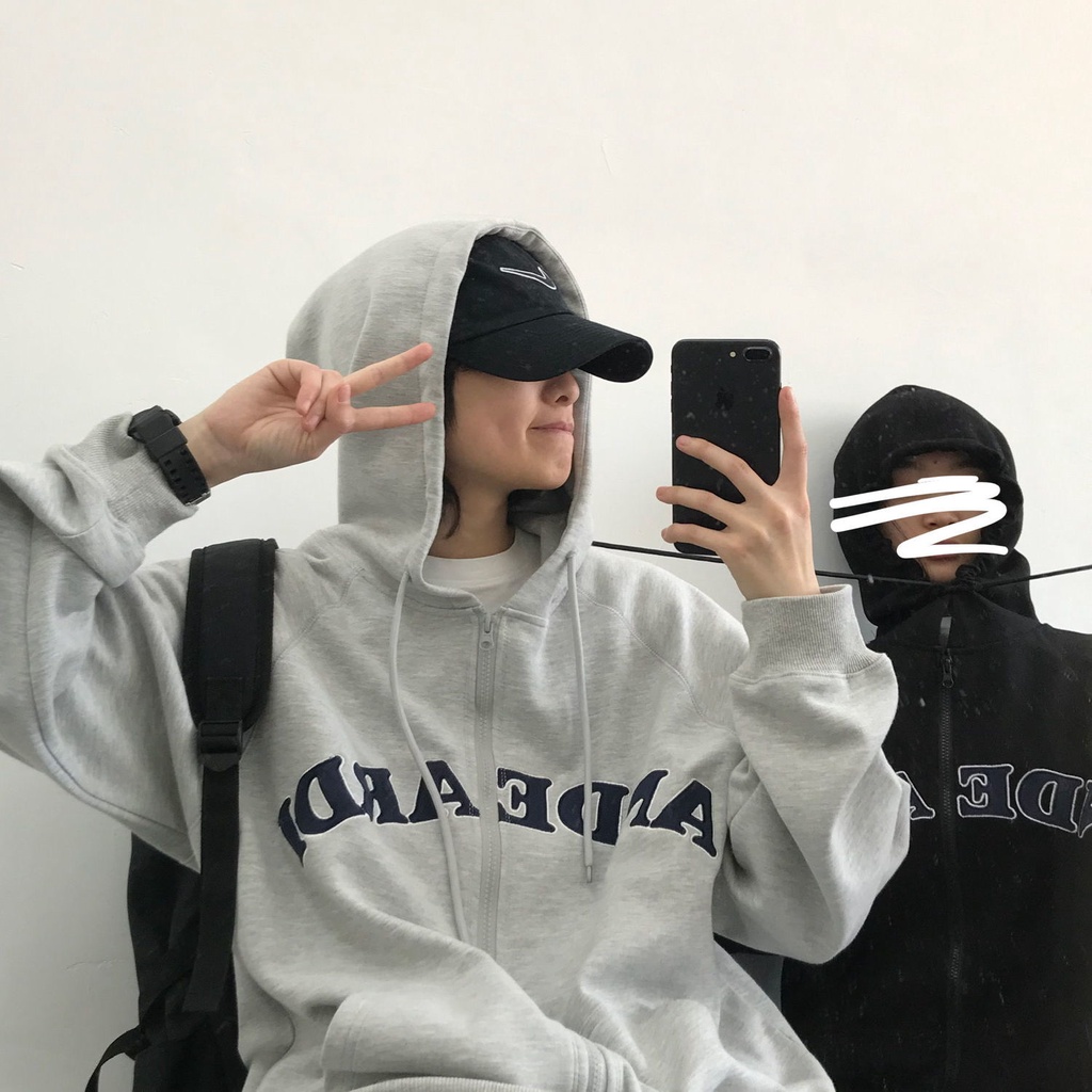Áo Khoác Hoodie Dáng Rộng Phối Khóa Kéo Kiểu Retro Nhật Bản Cá Tính Cho Nam Và Nữ