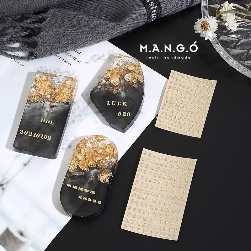 Sticker chữ cái và số dán trang trí resin sáng tạo tiện lợi