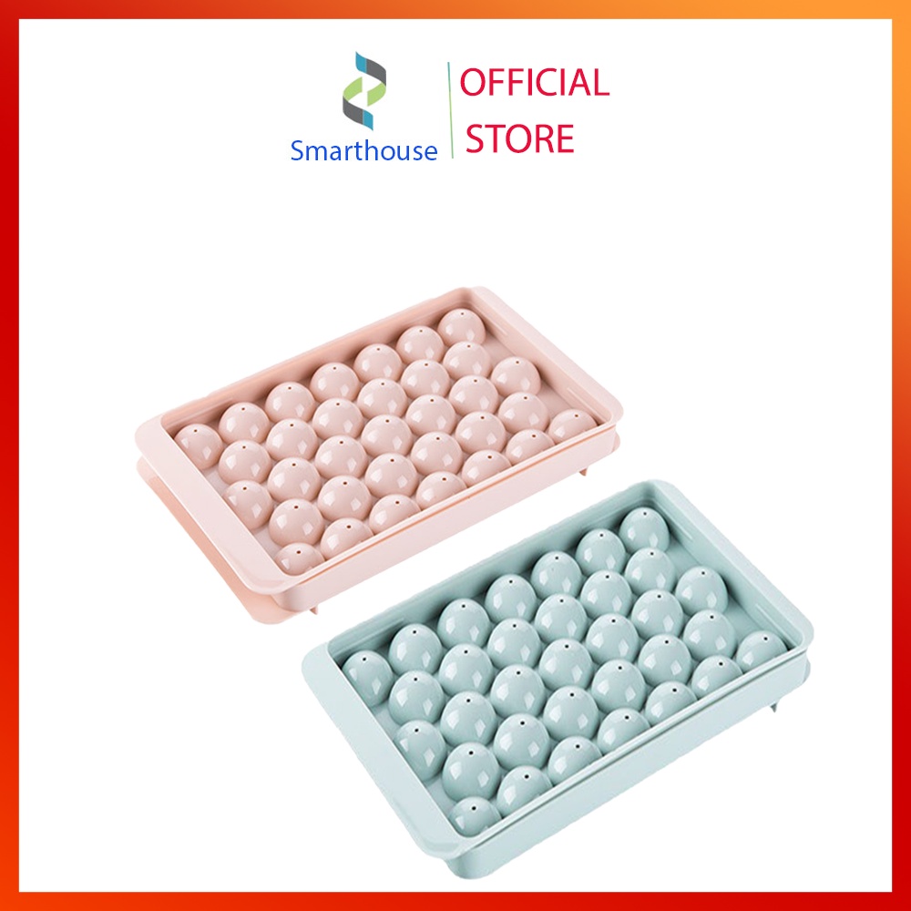 Khay đá viên tròn có nắp làm thạch, làm kem tiện dụng