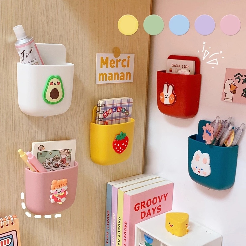 Hộp Đựng Đồ Dùng Gắn Tường Tự Dính Có Lỗ Sạc Điện Thoại Di Động Tiện Dụng Cho Phòng Tắm / Văn Phòng