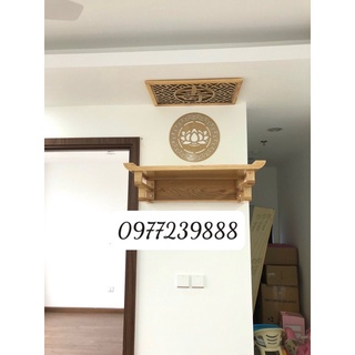 bàn thờ gỗ sồi nga 81cm kèm chữ, viền, chắn khói