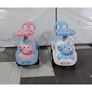 [Sỉ=lẻ] Xe lắc bơi chòi chân Heo Peppapig cho bé có nhạc + tựa lưng + thùng đồ (Xe chòi chân cho bé)