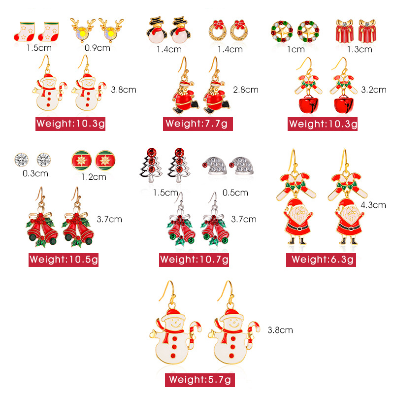 ✨ 【✅COD】 ✨Set 3 Khuyên Tai Phong Cách Giáng Sinh Xinh Xắn Cho Nữ