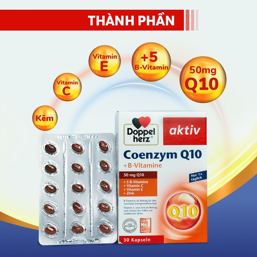 Viên uống Doppelherz Aktiv Coenzyme Q10 bổ tim mạch, điều hòa huyết áp ,hộp 30 viên