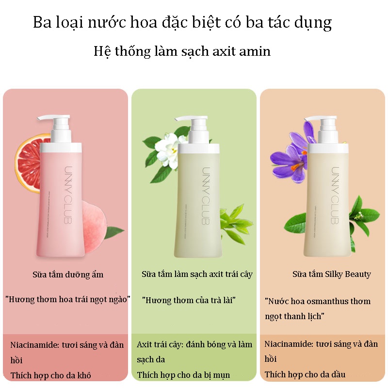 UNNY Gel Tắm Dưỡng Ẩm Lâu Trôi 72 Giờ 400ml Dành Cho Nữ