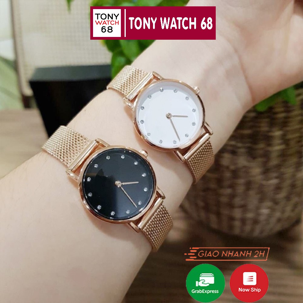 Đồng hồ nữ dây kim loại vàng hồng size 26mm chính hãng Tony Watch 68