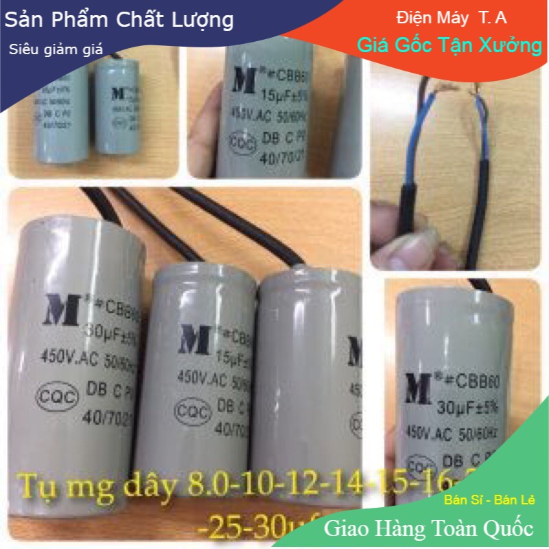 Tụ Máy Giặt Có Dây 10uf,12uf,15uf