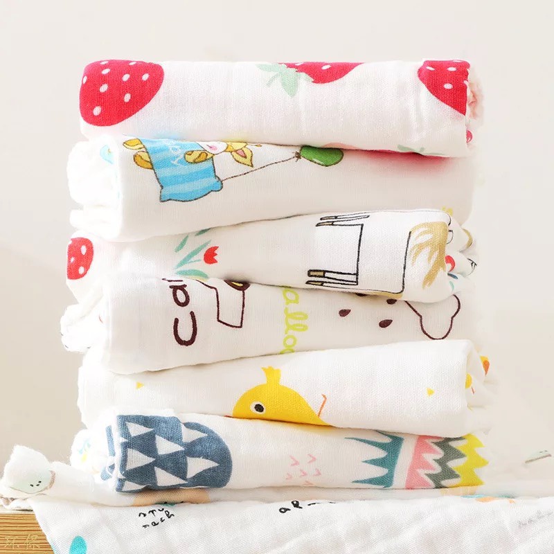 Khăn mặt sợi tre 6 lớp mềm mịn , 25* 50 cm , hình chọn ngẫu nhiên