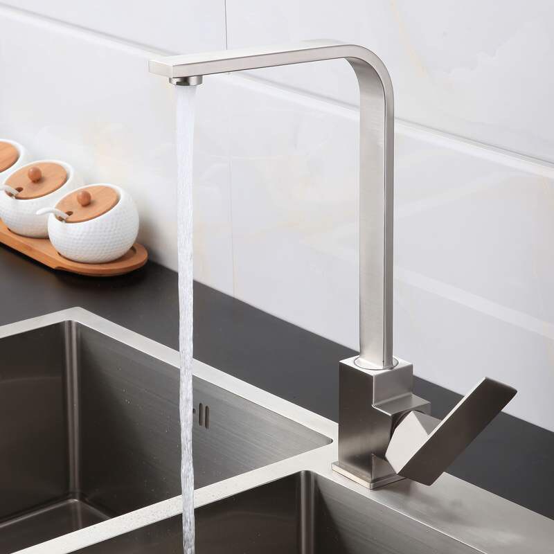 Vòi rửa bát nóng lạnh inox 304 vuông Sus2851