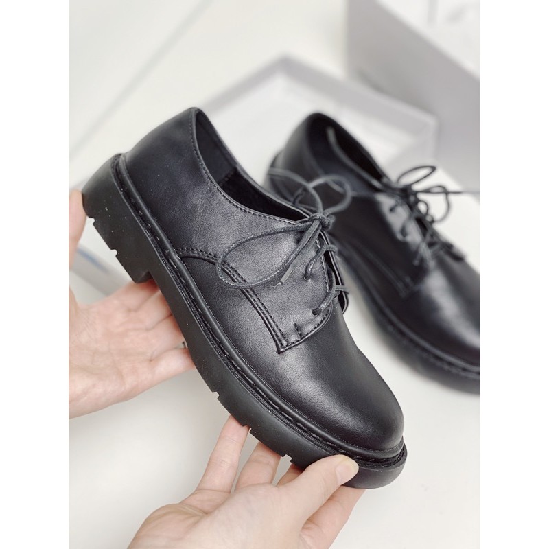 CÓ SẴN ẢNH THẬT Giày Oxford nữ da mềm đế bằng, oxfords mũi tròn màu đen trơn fullbox Hà Nội | BigBuy360 - bigbuy360.vn