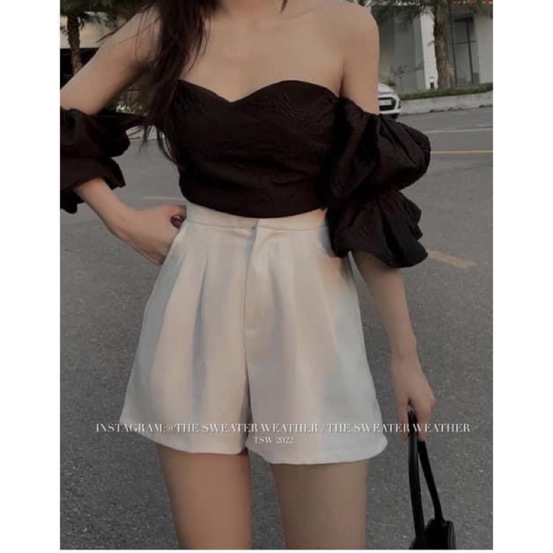 Quần đùi/sooc xếp ly chiết eo 4 màu