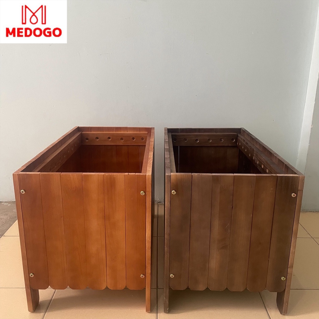 Chậu gỗ trồng cây MEDOGO hình chữ nhật rào dày, chậu gỗ trồng cây, chậu gỗ trang trí