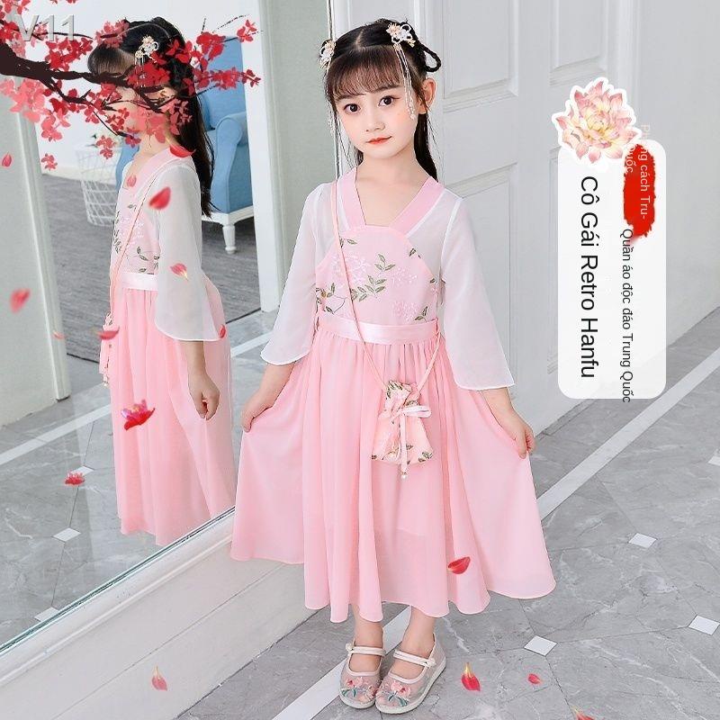 ✻Cô gái Hanfu Trẻ em Trang phục cổ đại Váy siêu tích nhỏ Phong cách Trung Quốc cho của phụ nữ