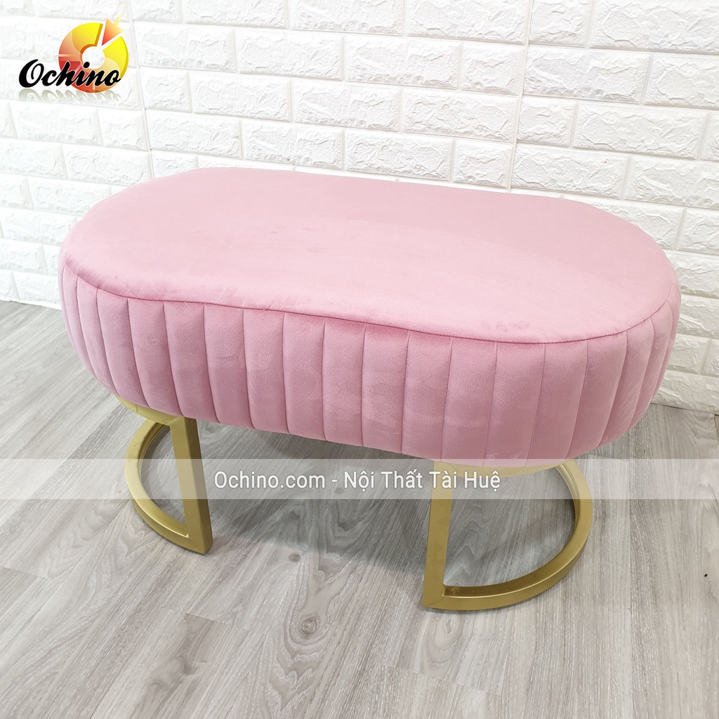 Ghế Băng, Ghế Chờ, Ghế Sofa Cho Shop (Hình Bầu Dục Chân Vàng Sang Chảnh) Size Dài 80 Cao 45Cm (Có Sẵn)