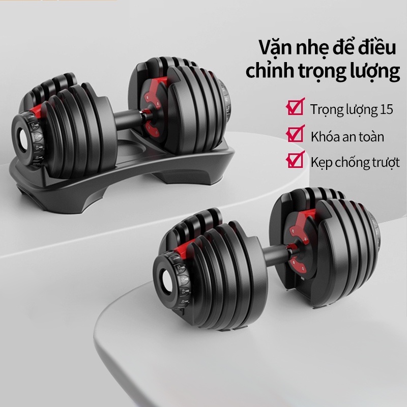 Tạ đơn điều chỉnh tạ tập gym Tạ tay điều chỉnh Dumbell Cao Cấp 24kg tạ tập gym không làm hư sàn nhà (Có khay đựng )