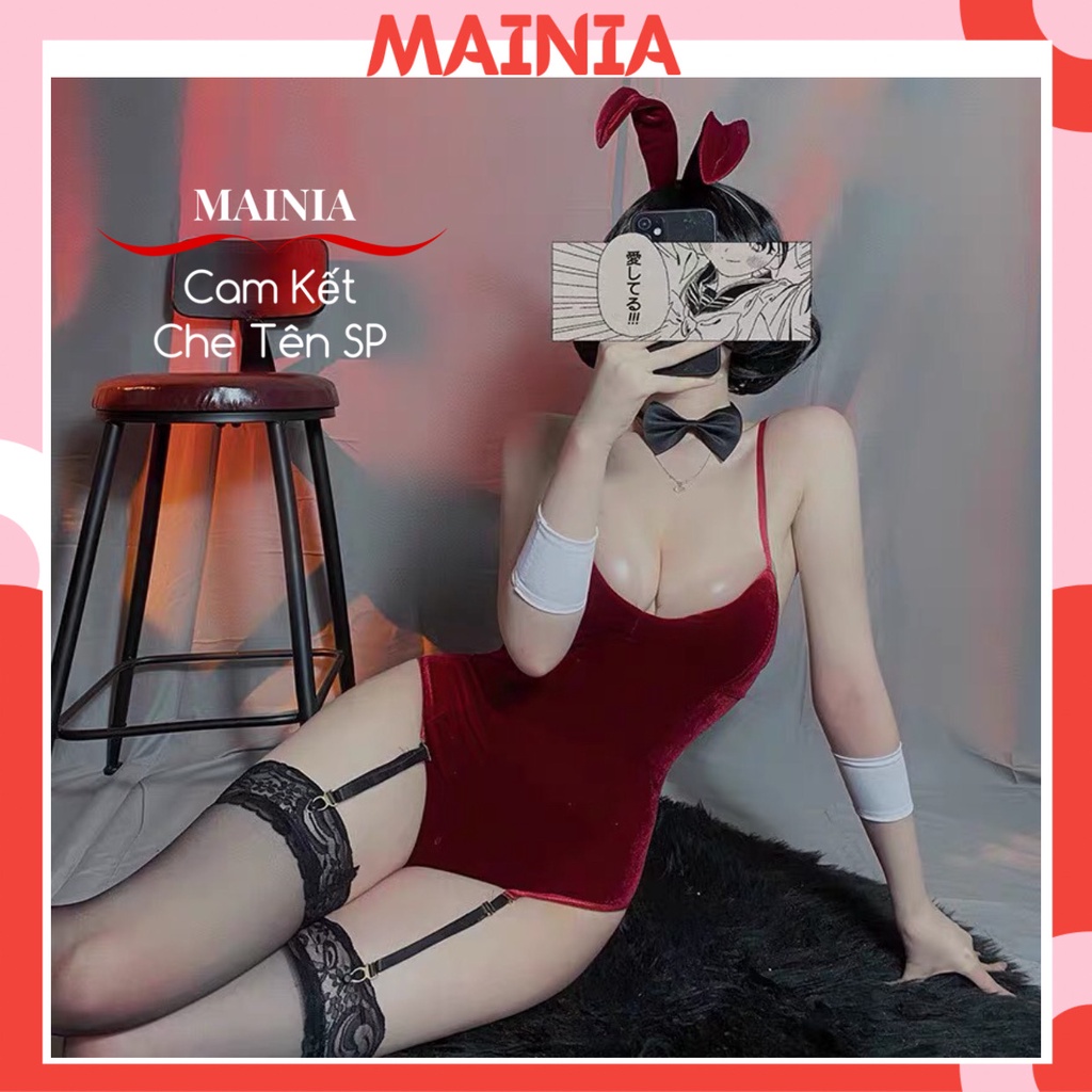 ( Kèm Cài+Choker+Nịt Tay) Bộ Đồ Ngủ Cosplay Thỏ Siêu Sexy Gợi Cảm Bodysuit Nhung Thỏ Cao Cấp Mainia Shop