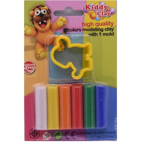 ĐẤT NẶN KIDDY CLAY 6 MÀU 50G +KHUÔNG HÌNH