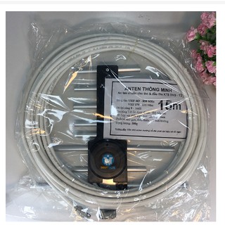 [ Dùng cho tivi và đầu số ] Angten Thông Minh Thu Sóng DVB T2 + 15m Dây Cáp + Jack Nối
