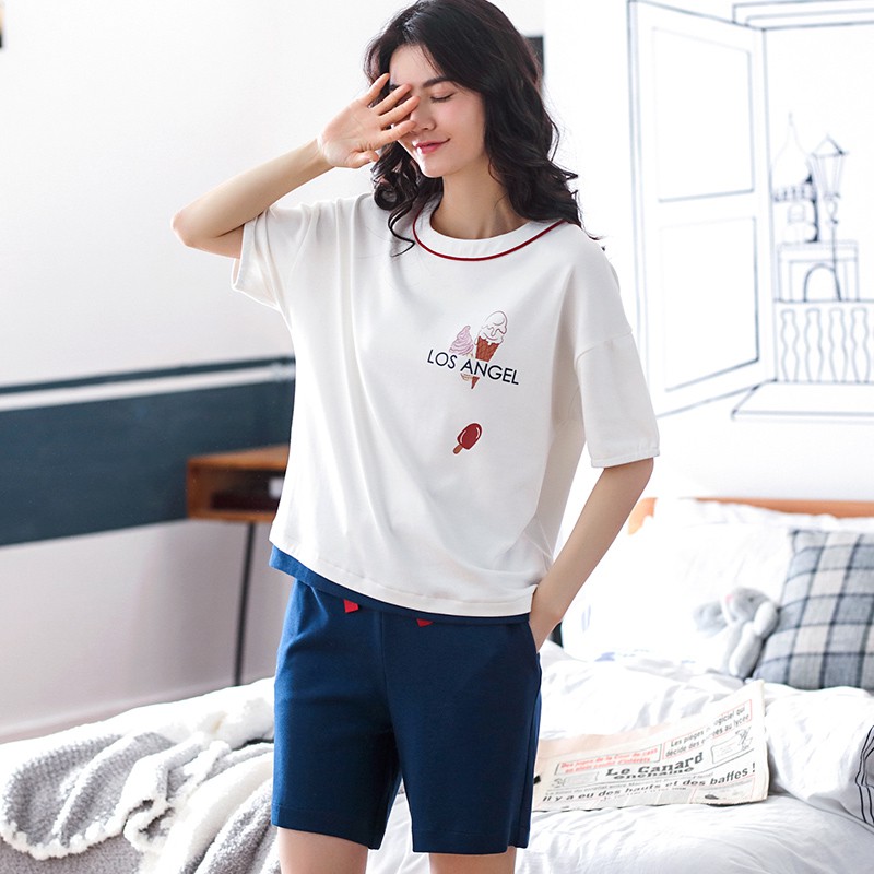 Bộ đùi nữ-Bộ mặc nhà chất tông xanh dịu, vải COTTON 100% thông thoáng & mát mẻ ngày hè:Full size | BigBuy360 - bigbuy360.vn