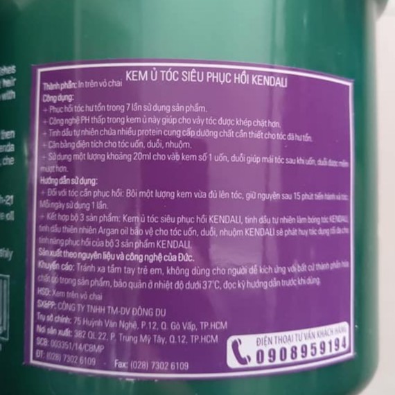 Kem ủ tóc siêu phục hồi Kendali Hương nước hoa 1000ml