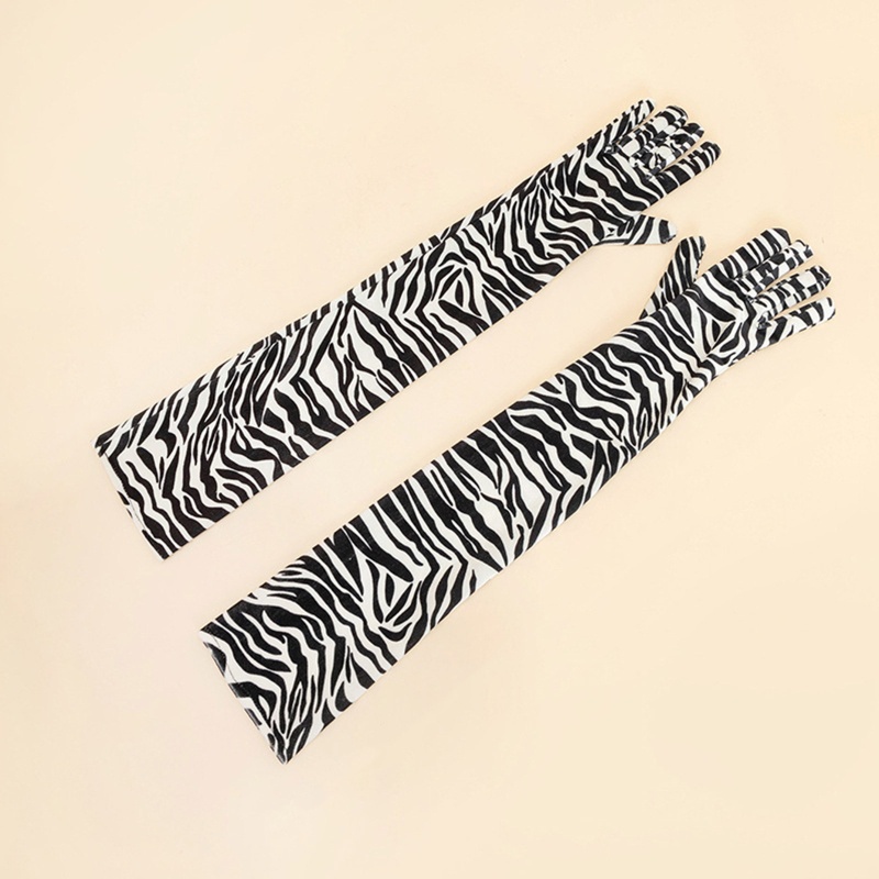 Găng Tay Nhung Dài Họa Tiết Ngựa Vằn Thời Trang Xuân Thu Cho Nữ