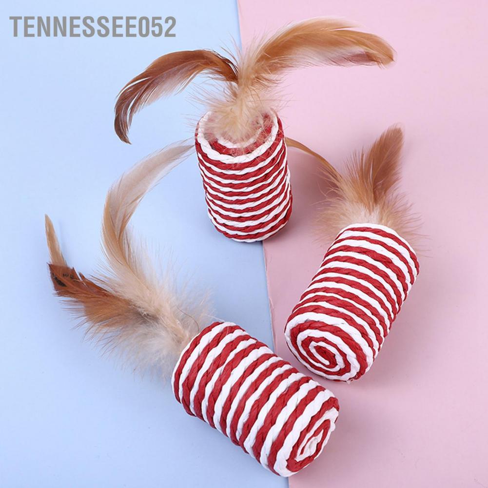 Tennessee052 Cat Feather Toy Scratch Resistant Paper Rope Multipurpose Interactive Rolling for Cats
