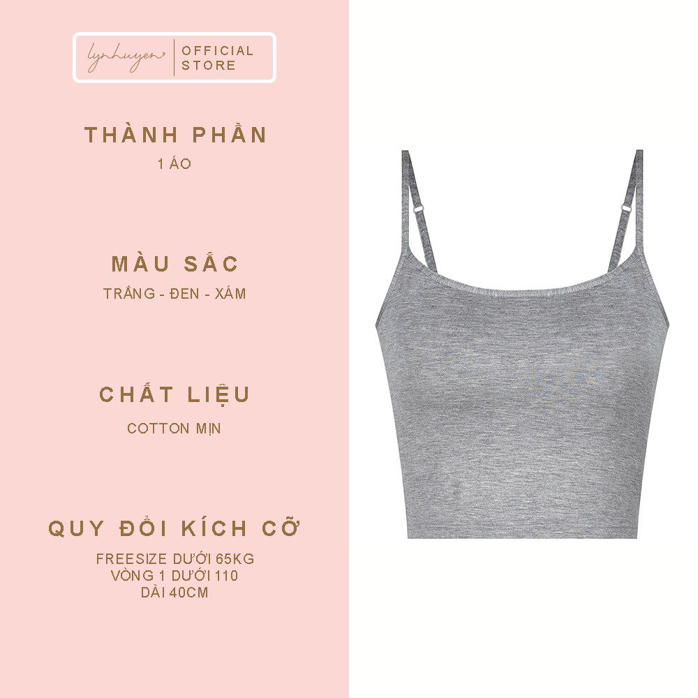 [Mã SKAMLSW194 giảm 100% đơn 50K] Áo 2 Dây Nữ Croptop Có Mút Ngực Cotton Mịn Lynhuyen - 3 Màu - A005