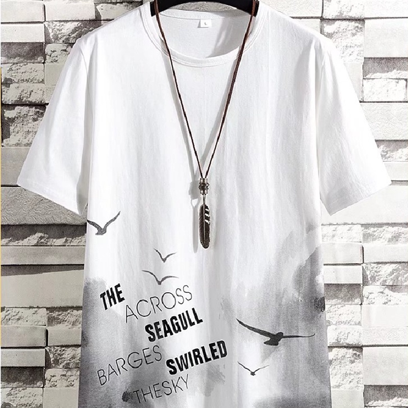 Set Đồ Thể Thao Hai Mảnh Gồm Áo Thun Cổ Tròn Dáng Rộng In Họa Tiết Thời Trang Mùa Hè Có Size Lớn + Quần Dành Cho Nam Giới【M-3XL)