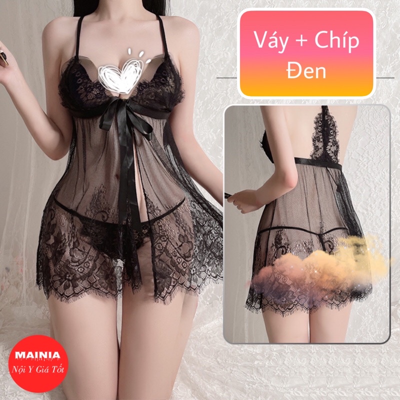 [Kèm Chíp] Đầm Ngủ Váy Ngủ Voan Xuyên Thấu Phối Ren Siêu Đẹp Sexy Gợi Cảm Mainia Shop 5142