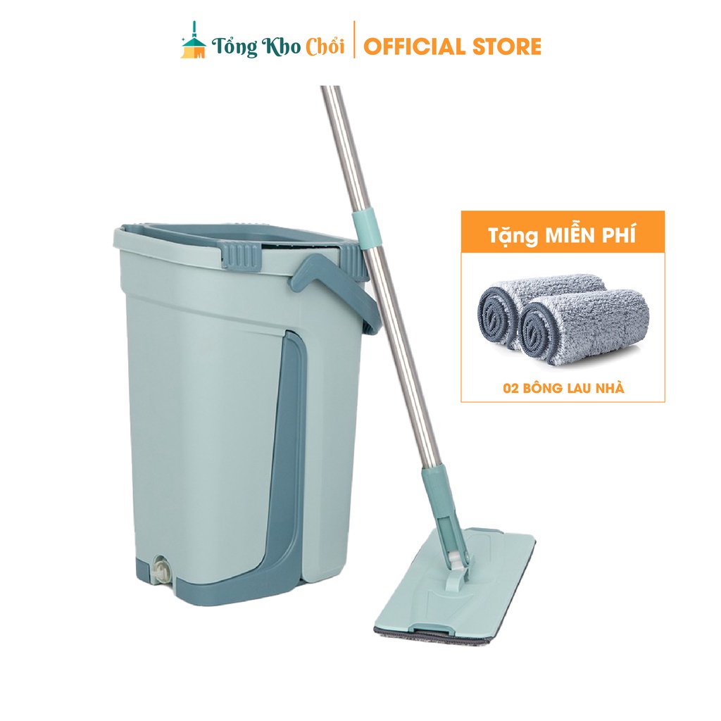 Bộ cây lau nhà tự vắt thông minh xoay 360 độ chính hãng Pulito, Cây lau nhà tự vắt tiện lợi kèm thùng tròn BLN-R4