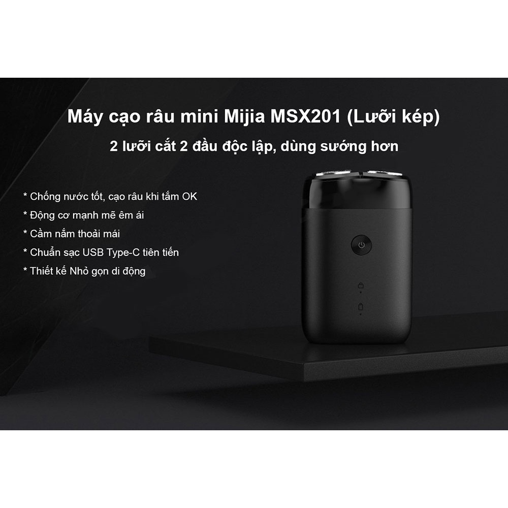 Máy Cạo Râu Mini Xiaomi Mijia S100 MSX201, 2 lưỡi, chống nước IPX7 - Bảo hành 3 tháng