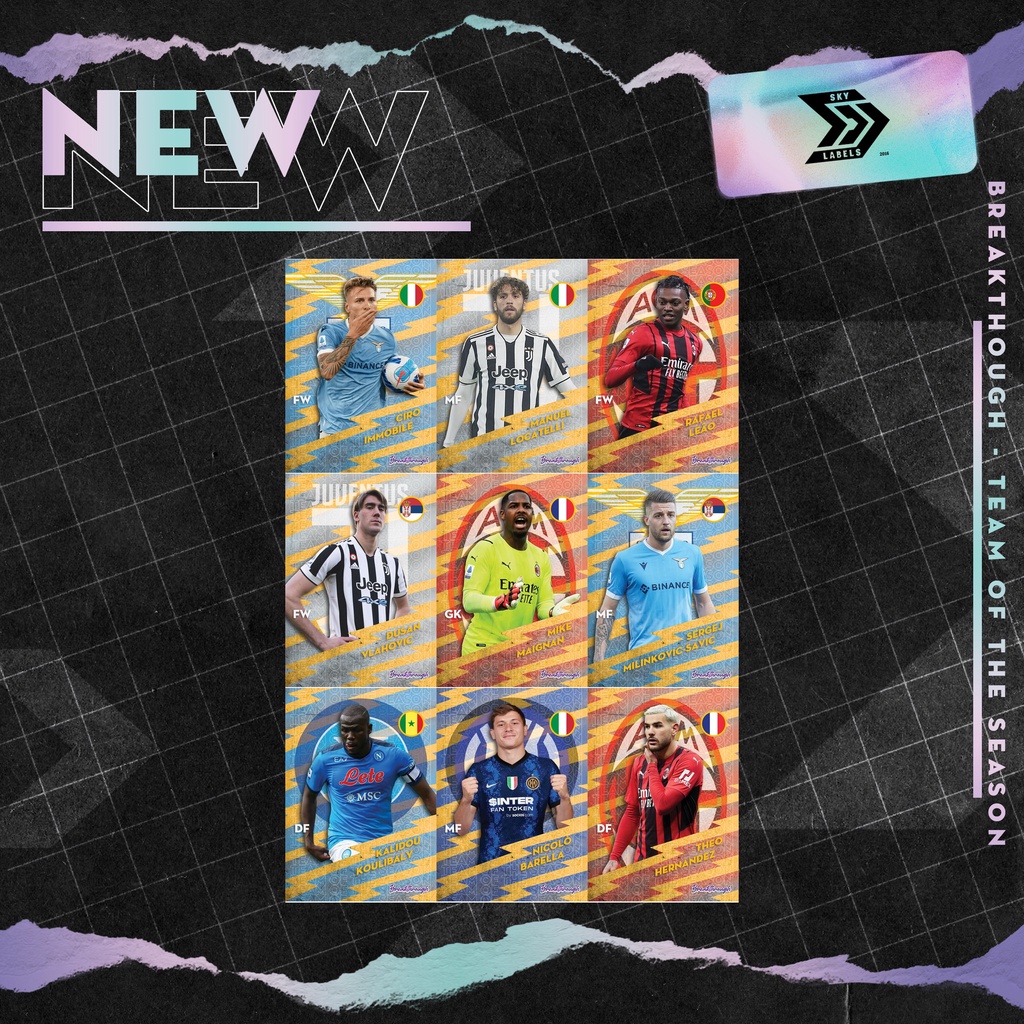 Thẻ cầu thủ bóng đá SKY card TOTS SerieA Vlahovic Immobile Barella Maignan Leao Theo Hernandez Locatelli Savic Koulibaly