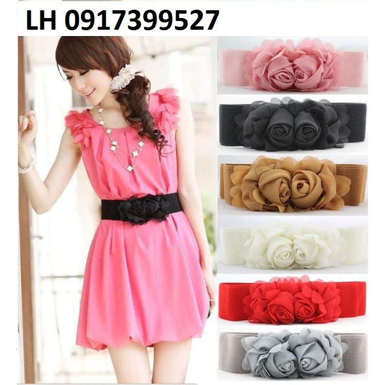 Dây nịt thắt lưng nữ bản to Roses cao cấp