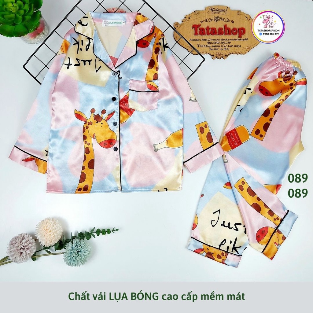 8 đến 42kg - Bộ pijama mặc ngủ cho bé trai bé gái size đại vải lụa SATIN cao cấp 089