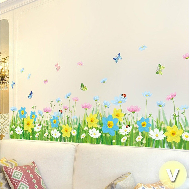 Decal dán tường chân tường hoa sao