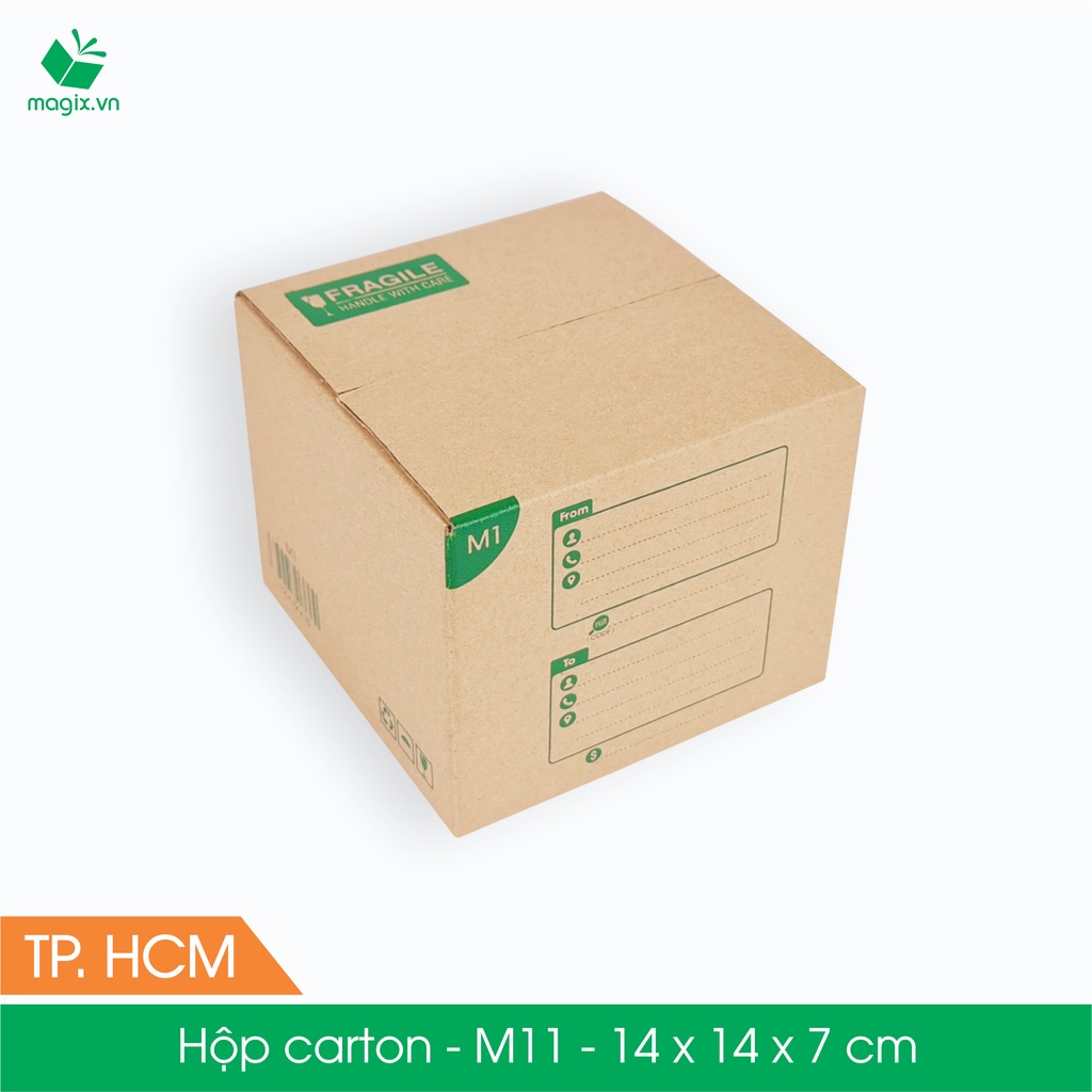 M11 - 14x14x7 cm - 100 Thùng hộp carton + tặng 50 decal HÀNG DỄ VỠ