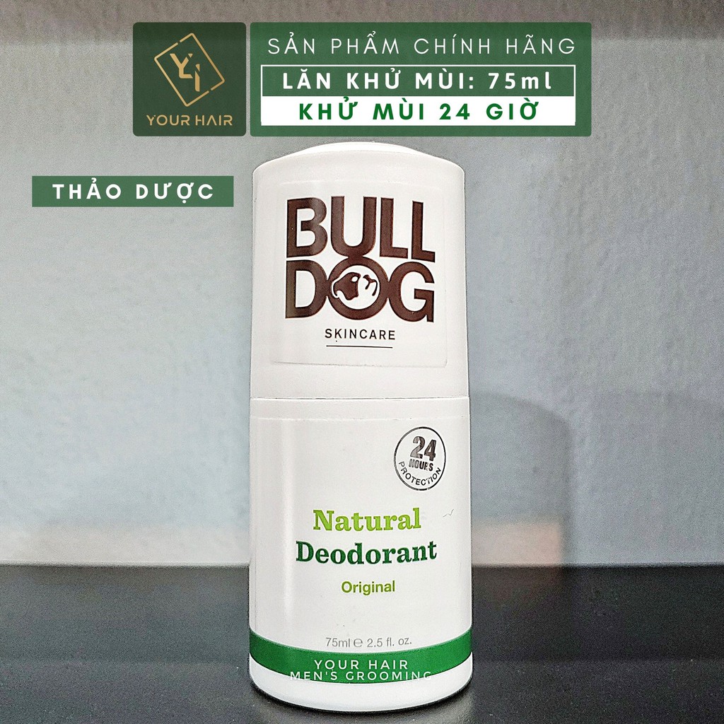 Lăn khử mùi Bulldog Original Natural Deodorant - 75ml | Mùi Thảo dược - Khử mùi 24 giờ