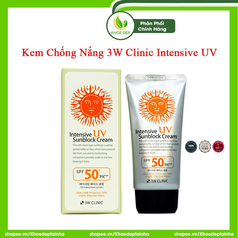 [ CHÍNH HÃNG ] Kem Chống Nắng 3W CLINIC INTENSIVE UV SUNBLOCK CREAM SPF50 PA+++ 70ml