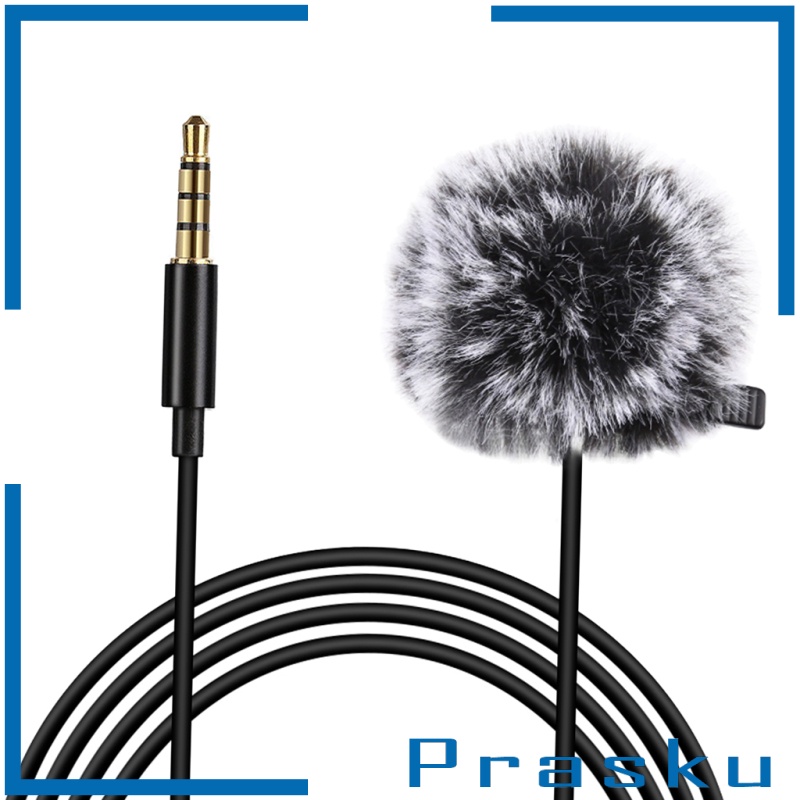 [PRASKU]Clip-on Lapel Mini Lavalier Mic Microphone For Phone 3.5mm Jack 1.5M