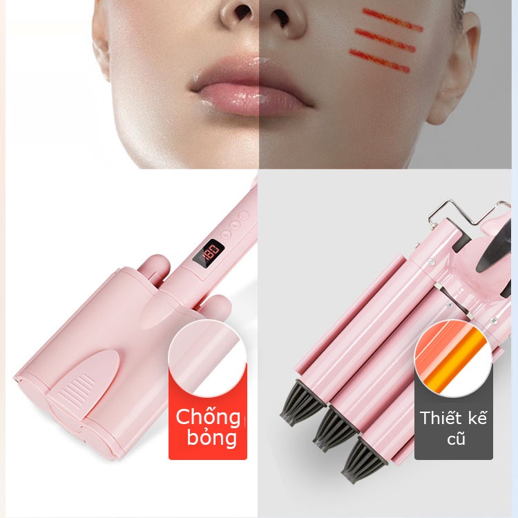 Máy làm tóc uốn xoăn sóng nước size 32mm  màn LCD hiện nhiệt tùy chỉnh công nghệ gốm sứ bảo vệ tóc AKIO Mart