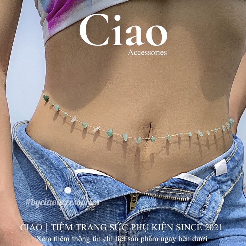 [HOẢ TỐC 1H] Vòng bụng/ Vòng eo thiết kế đính đá xanh tinh tế mới lạ trendy Oralie Ciao