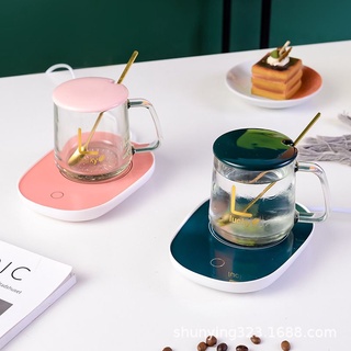 Cốc Hâm Nóng đồ uống kèm đế điện, Bộ ly sứ kèm đế điện hâm nóng trà, cafe, hâm sữa + Tặng kèm thìa vàng, hộp