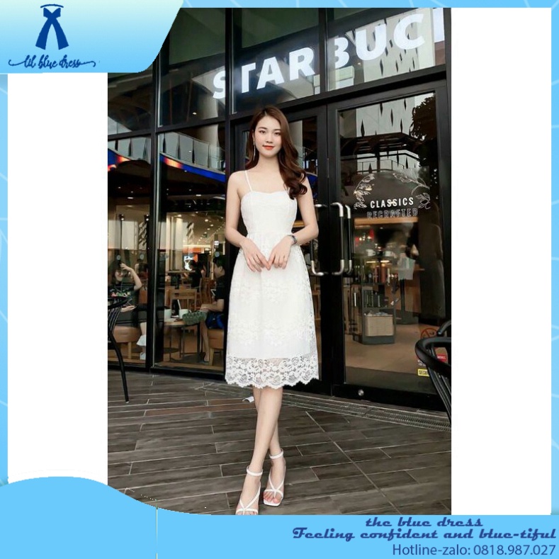 ✨QUẢNG CHÂU CAO CẤP✨ Đầm ren trắng thiết kế hai dây, dáng xòe đi dự tiệc - dạo phố 🔥FREESHIP🔥 bigsize công chúa tiệc c