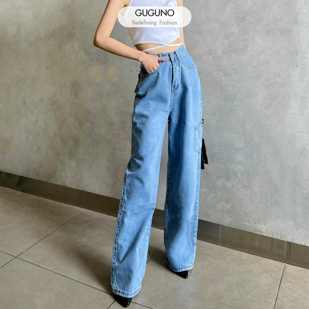 Quần jeans nữ ống rộng GUGUNO