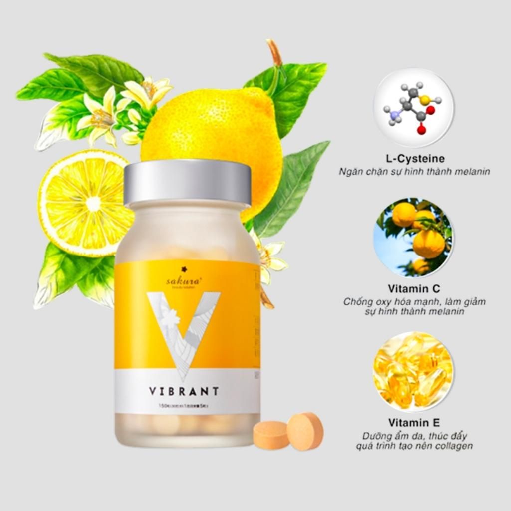 Viên Uống Trắng Da Sakura Vibrant Ngăn Ngừa Sạm Nám, Mờ Thâm Sẹo (Hộp 150 Viên)
