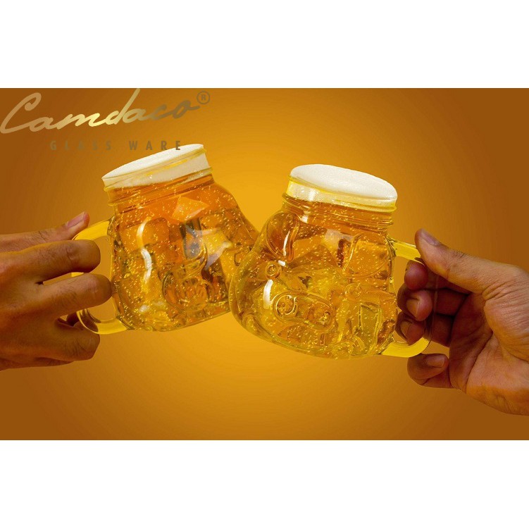 Ly Cốc Thủy Tinh Hình Con Heo CAMDACO GLASS WARE 480ML Nắp Nhựa ABS -  Màu Ngẫu Nhiên