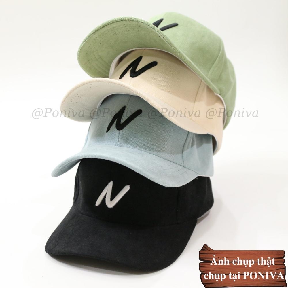Mũ lưỡi trai ❤️ Nón kết thêu chữ N chất nhung mịn form unisex LaMin5 phong cách Ulzzang Thời trang PONIVA siêu hot
