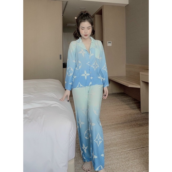 Đồ Bộ Pijama Nữ Lụa Mango Cao Cấp,Tay Dài Quần Dài