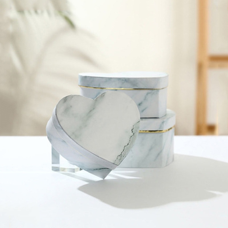 Bộ 3 Hộp Đựng Trang Sức Hình Trái Tim Họa Tiết Vân Đá Cẩm Thạch