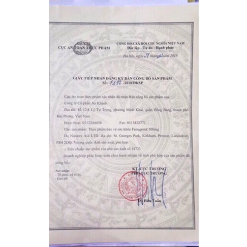 Viên uống lợi sữa cỏ cà ri Fenugreek Natures Aid 500mg